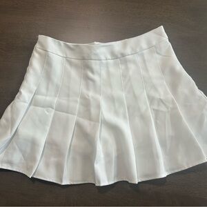 White Mini Skater Skirt with Pleats
